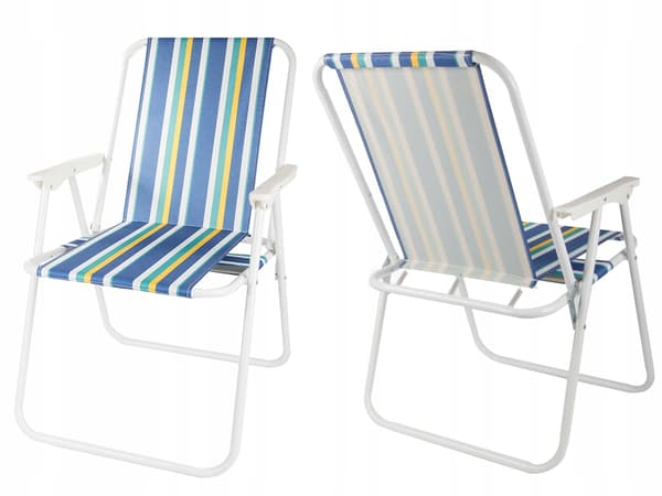 Vikbar strandstol gröna ränder 6-pack