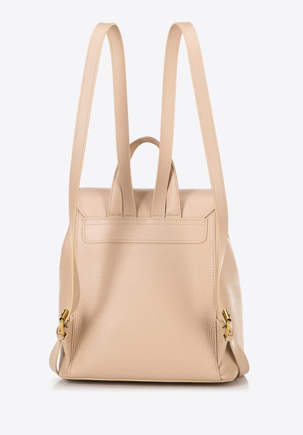 Wittchen Dame Læderrygsæk med Rektangulær Klap, Beige, Naturlæder