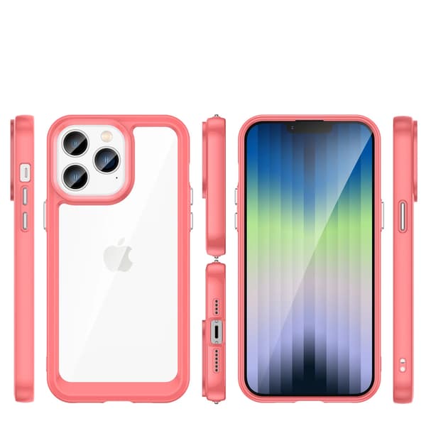 Outer Space-skal till iPhone 14 Pro med gelram, rött