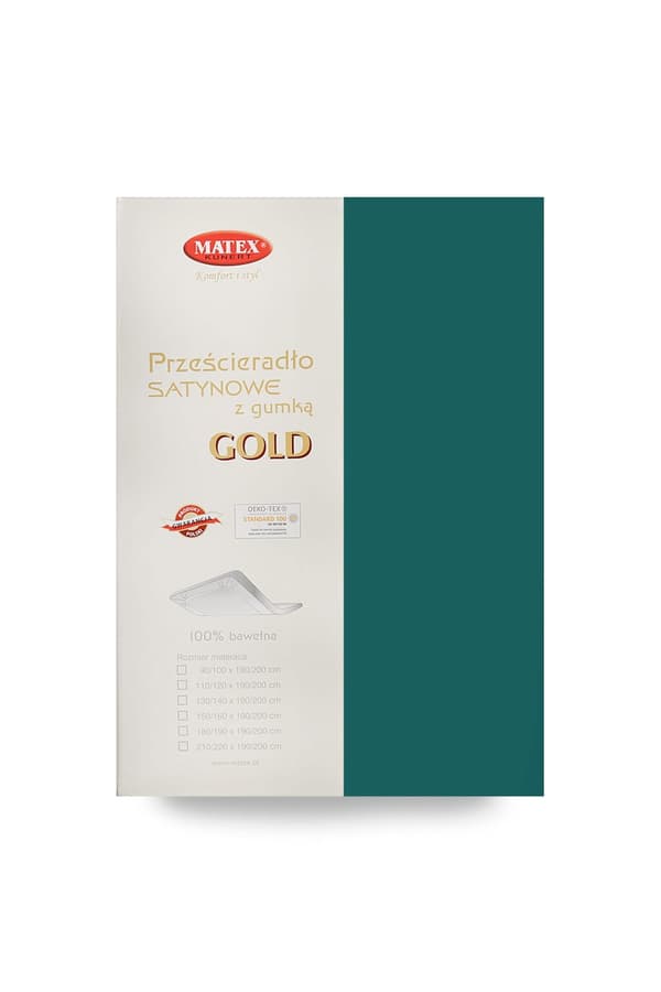 Satin påslakan GULD 210/220x190/200x25 grönt