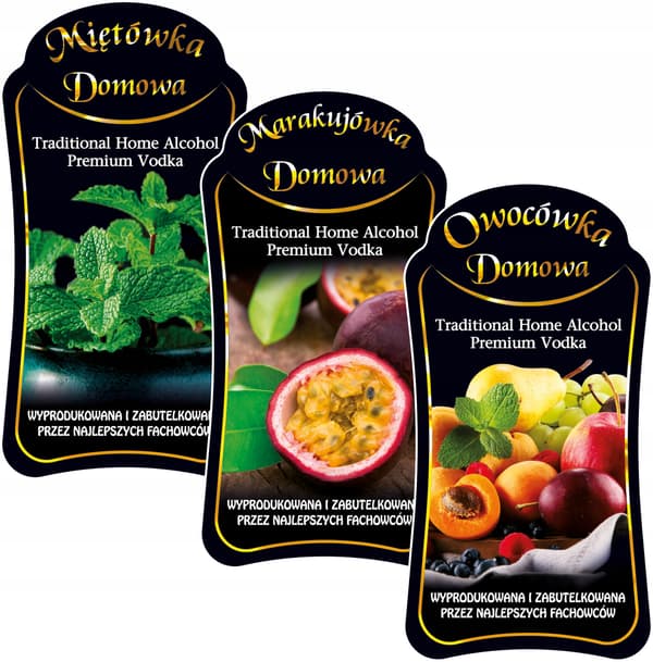 10x Premium Alkohollikøretiketter 12 Designs