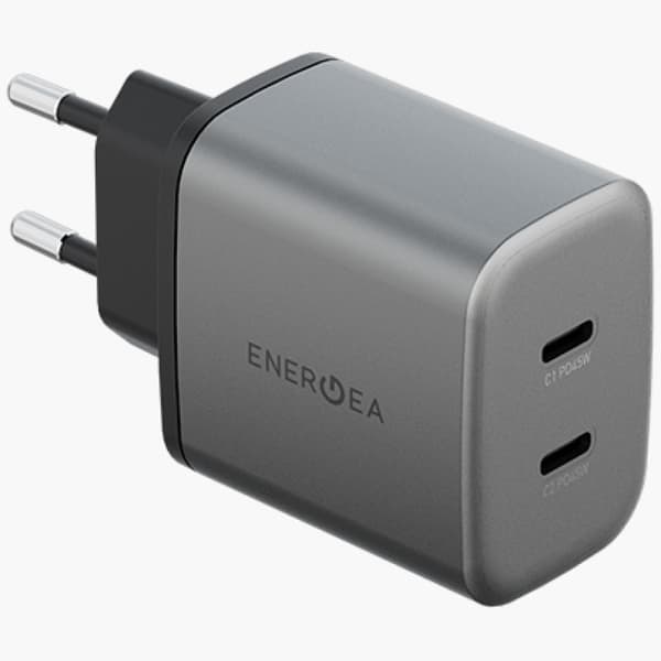 Energea Ampcharge GaN45 2xUSB-C PD/PPS/QC3.0 45W Grå Vægoplader