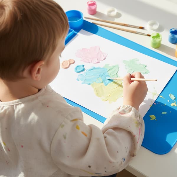Silikonmatta för målning och hobby med organizer, blå