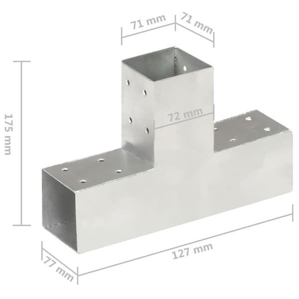 vidaXL T-kopplingar, 4 st, galvaniserad metall, 71x71 mm