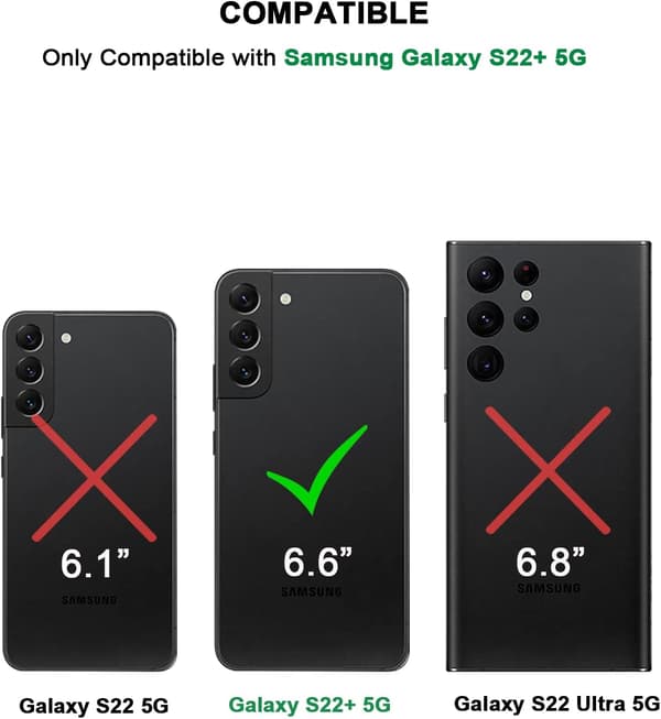 SORT ETUI TIL SAMSUNG GALAXY S22+ IMITERET LÆDER HOLDBART SM-S906