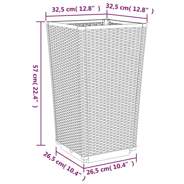 vidaXL Trädgårdskrukor, 2 st, Grå, 32,5x32,5x57, PP