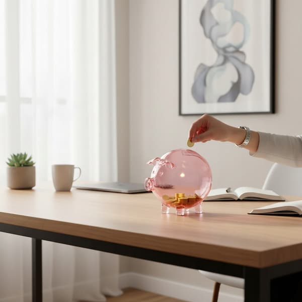 Stor rosa glasspargris för en flicka, present till bröllop