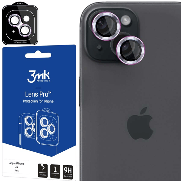 Apple iPhone 15 Plus - 3mk Linssinsuoja Pro Pinkki