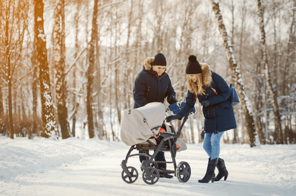 Muffhandskar för barnvagn, pulka, päls, vinter, marinblå
