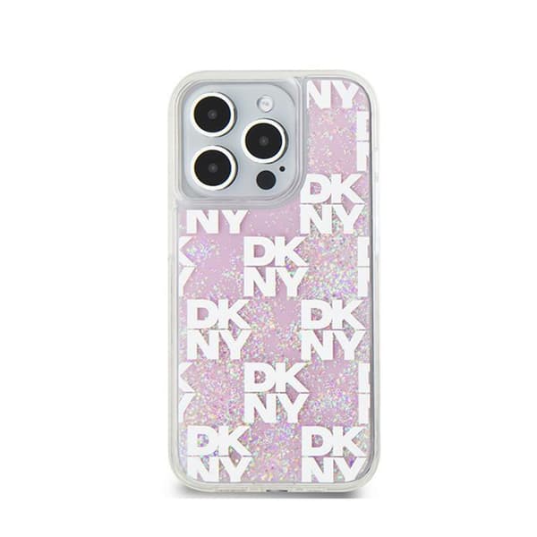 DKNY Liquid Glitter Multilogo - iPhone 15 Pro cover (lyserød)
