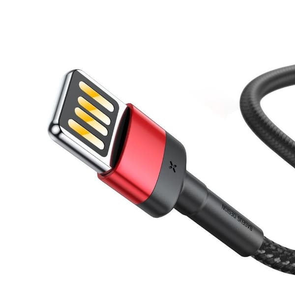 Baseus Cafule Lightning USB-kaapeli (kaksipuolinen) 2.4A 1m (musta-punainen)