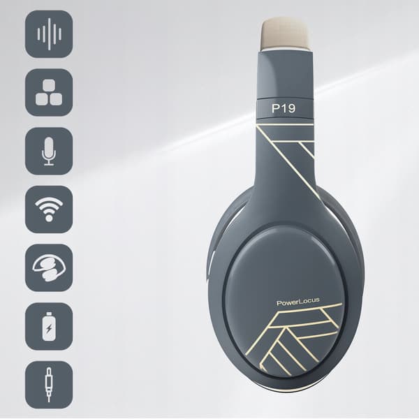 PowerLocus P19 Bluetooth-hovedtelefoner med 4 EQ-tilstande, 60 timer, foldbare med etui