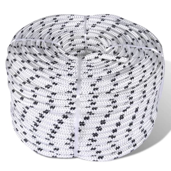 vidaXL Flätad segelrep i polyester, 6 mm, 250 m, vit