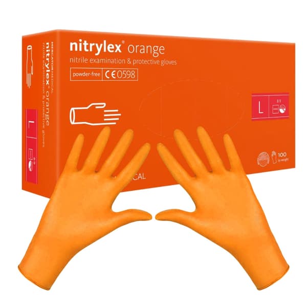 Mercator Nitrylex Orange Nitrilhandsker L 100 stk
