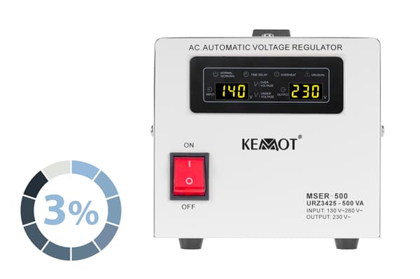 Spänningsregulator servomotor 230V 500VA Kemot