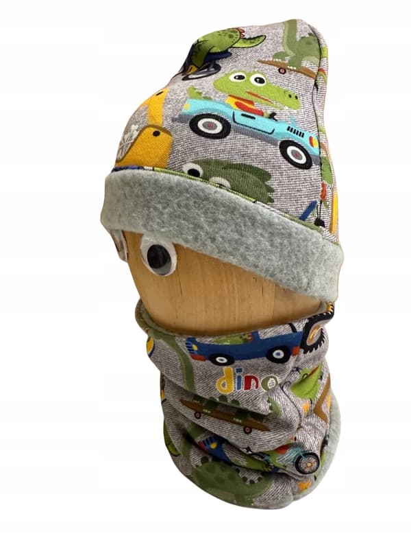 Babyset: mössa + halsduk 62/68 varm 36-38 höst DINO