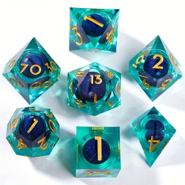 Haunted Pumpkin RPG Dice -setti, 7 nestemäistä noppaa