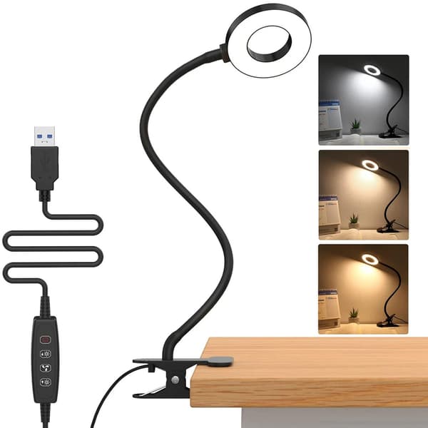 LED skrivebordslampe med klips - DML5 - Sort