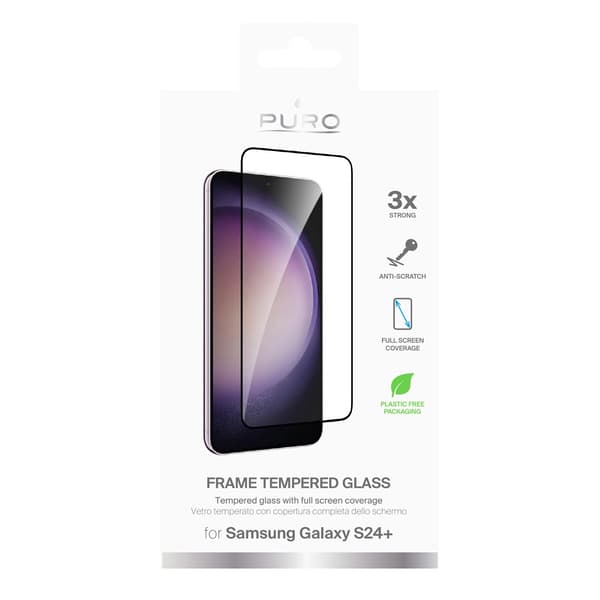 Puro Frame hærdet glas med sort ramme til Samsung Galaxy S25+ / S24+
