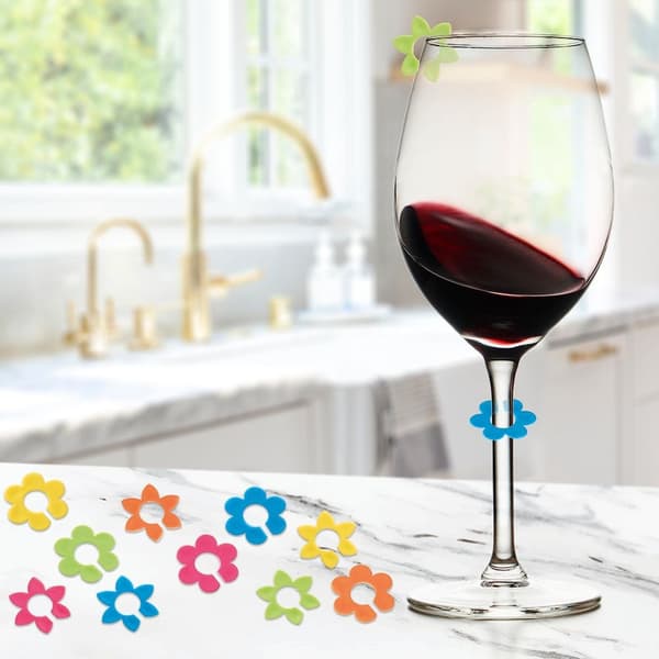 Blommiga markörer för glas och koppar 10 st