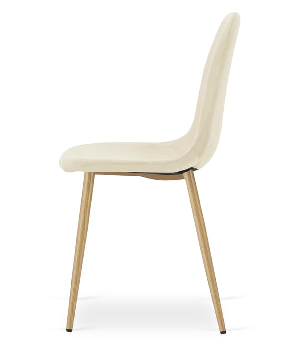 PADVA stol - lys beige fløjl / ben i egetræ x 2