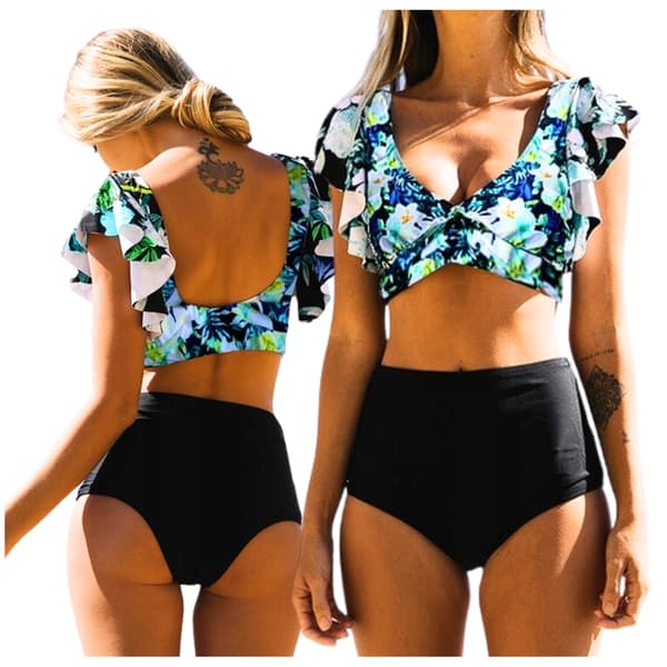 Todelt boho badedragt, shaping-sæt til kvinder, sort Todelt boho badedragt, shaping-sæt til kvinder, sort