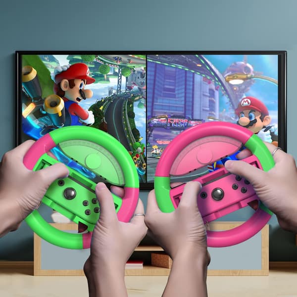 2X COODIO JOY-CON RAT TIL MARIO KART 8 DELUXE NINTENDO SWITCH OLED