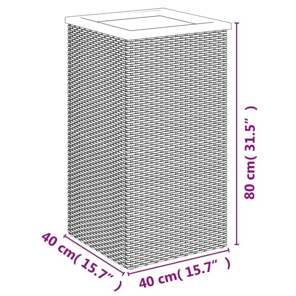 vidaXL plantekasse, sort, 40x40x80 cm, polyrattan