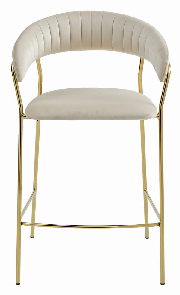 BADIA pall - beige sammet / guldfärgade ben x 2