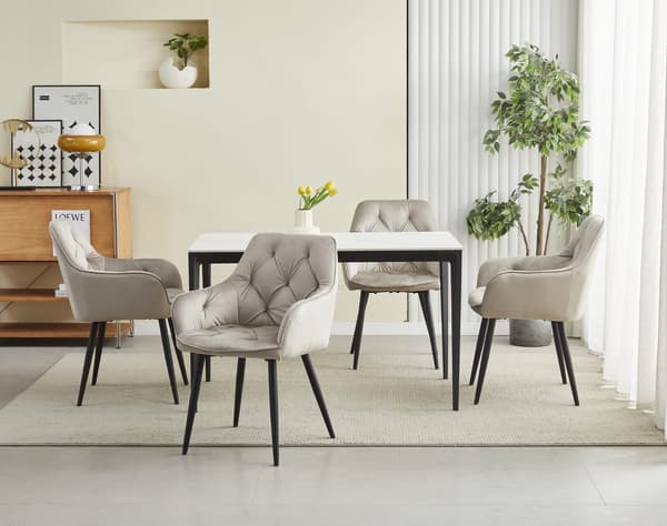 JORK stol - mørk beige velour / sorte ben x 1