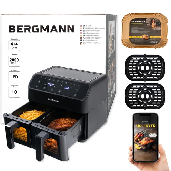 Bergmann YA 2 komioinen ilmafrytyyri 4l+4l 2000W