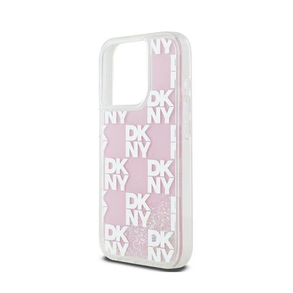 DKNY Liquid Glitter Multilogo - iPhone 15 Pro cover (lyserød)