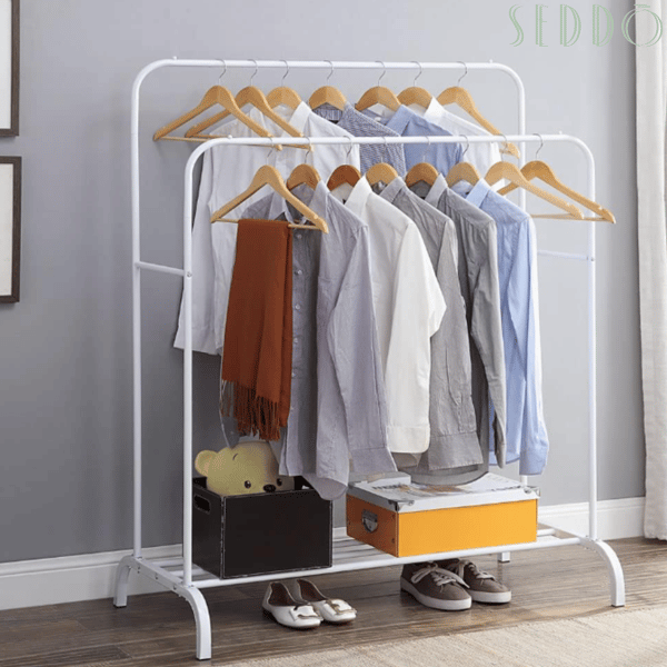 Metal bøjle stående hall garderobe solid hylde stor
