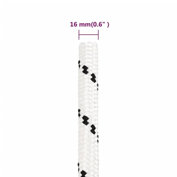 vidaXL arbejdsreb, hvid, 16 mm, 100 m, polyester