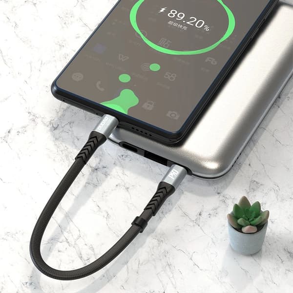 Dudao L10C USB-C - USB-C PD-kabel 100W 5A 0,23m - Sort