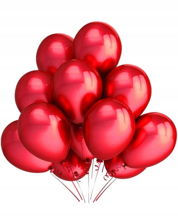Metalliska ballonger 28 cm, 100 st, röda