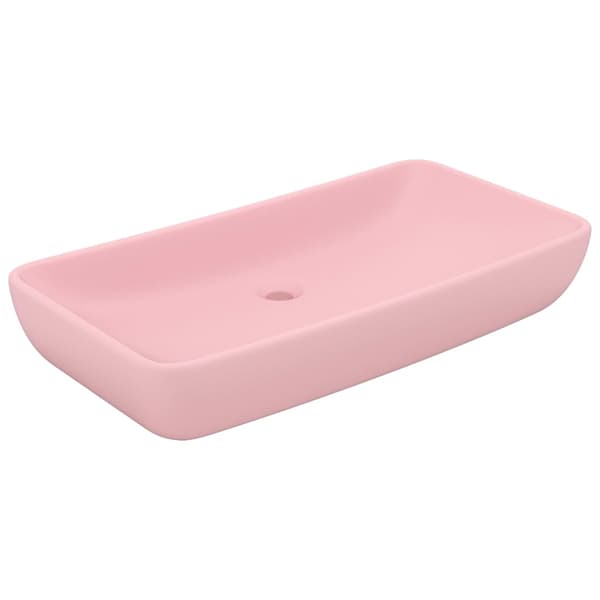 vidaXL rektangulær håndvask mat pink 71x38 cm keramik