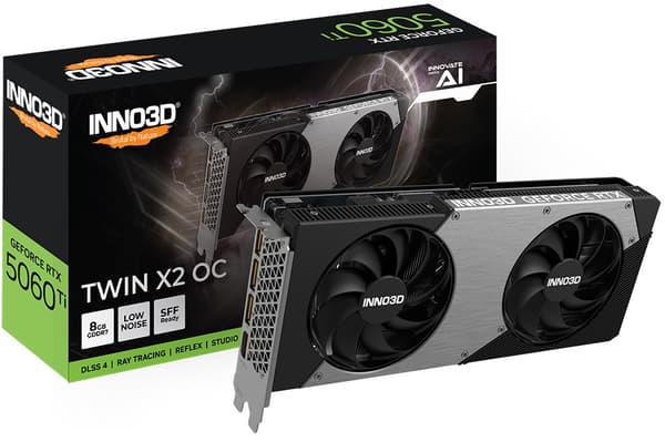 INNO3D RTX 5060 Ti Twin X2 OC 8GB Grafikkort Sort Grå