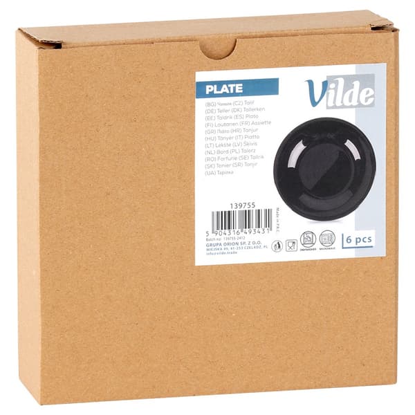 Mustat lasiset desserttilautaset 18 cm 6 kpl