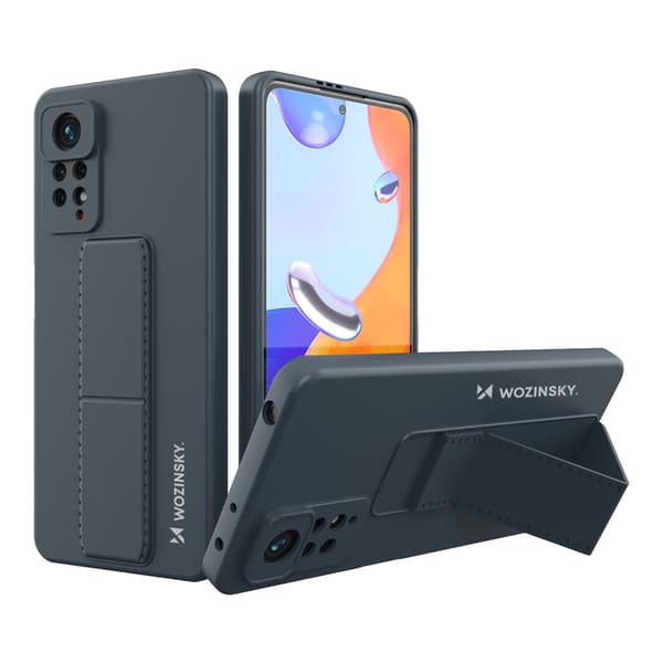 Wozinsky Kickstand Case silikonskal med stativ Xiaomi Redmi Note 11 Pro marinblå