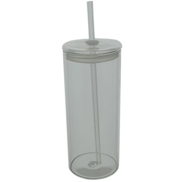 MUGG GLAS FLASKA FLASKA MED STRÅ 600ml GLAS