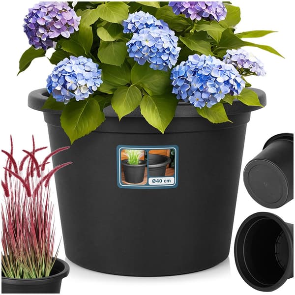 Plastik havepotte sort rund 39 cm