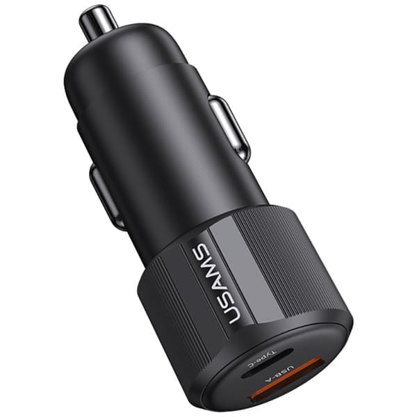 USAMS YT-serien CC283 60W billader 1xUSB-A 1xUSB-C sort