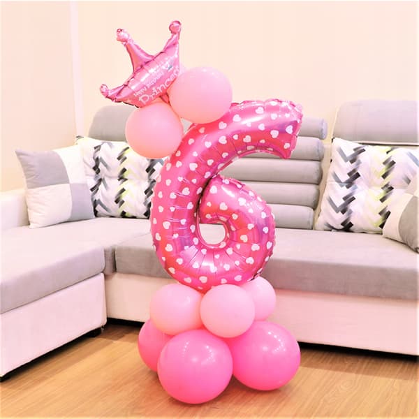Set med rosa ballonger nummer 6, 1 set