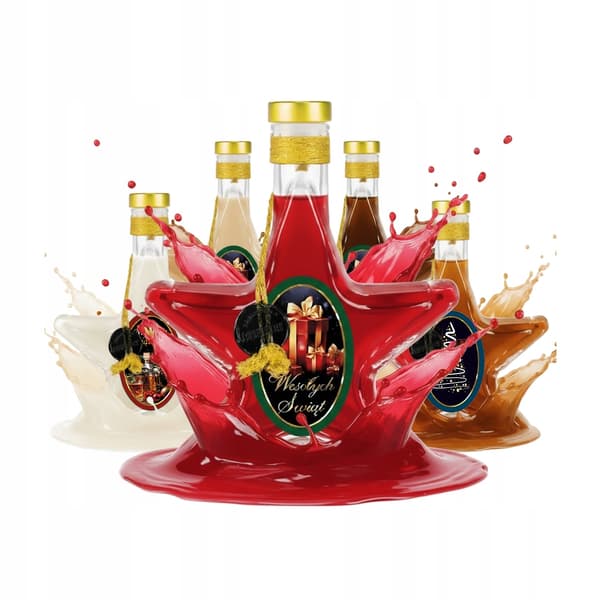 5x Flaskor STAR 200ml JULDEKORERADE flaskor för jultinkturer