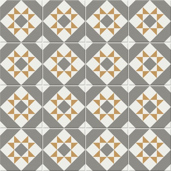 Dekorativ stengodsplatta Patchwork viktoriansk ELMER 20x20 cm klass I