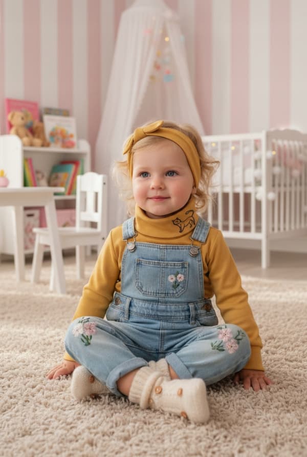 Barn TURTLENECK 98 SWEATSHIRT Barn T-SHIRTBLUS med SENAPSGRÖNT tryck