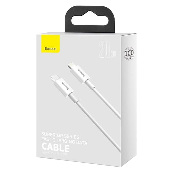 Baseus Superior Series USB-C til Lightning-kabel, 20W, PD, 1m (hvid)