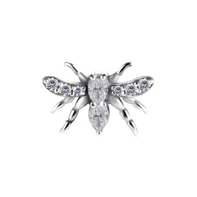 Trycklock - flygande insekt med vit zirkon - CoCr NF - silver - PI-018