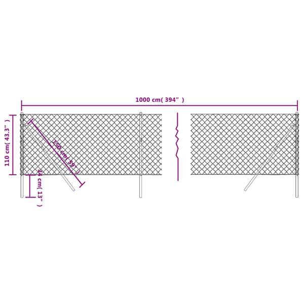 vidaXL nethegn, grøn, 1,1x10 m